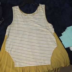 Love Yellow and White Striped Tank Top